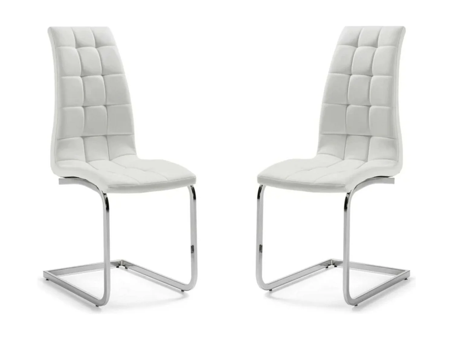 Chaise design simili cuir et pieds chromé Daizy - Lot de 6-Couleur Blanc