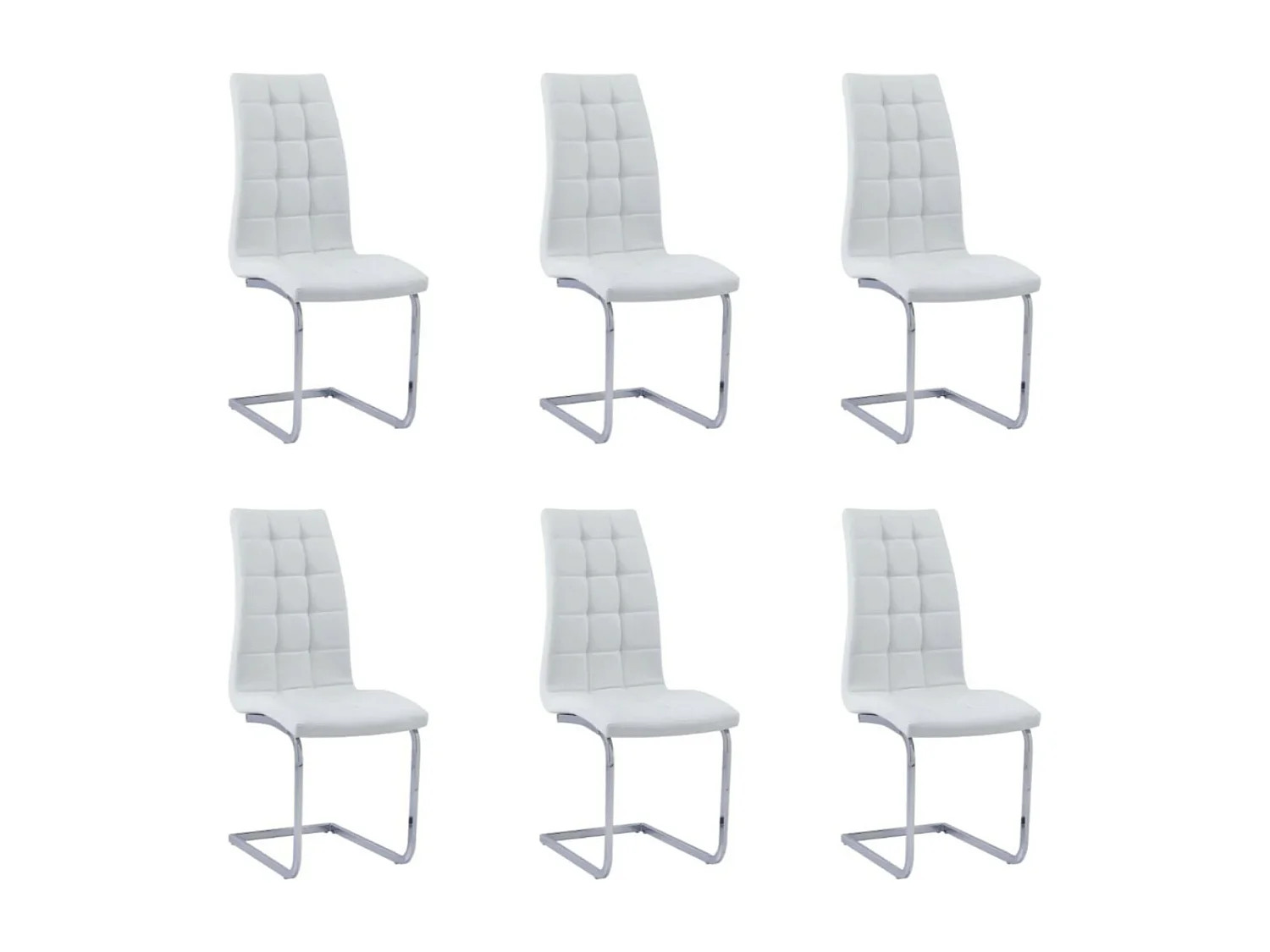 Chaise design simili cuir et pieds chromé Daizy - Lot de 6-Couleur Blanc