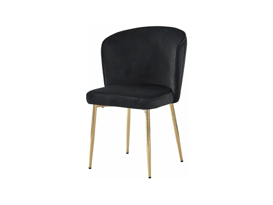 Lot de 4 chaises en velours et pieds métal doré Komi-Couleur Noir