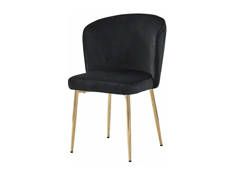 Lot de 4 chaises en velours et pieds métal doré Komi-Couleur Noir