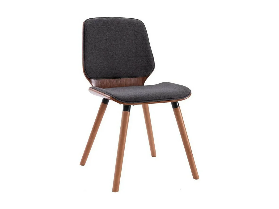 Chaise en bois noyer et tissu gris noir Klazo - Lot de 2