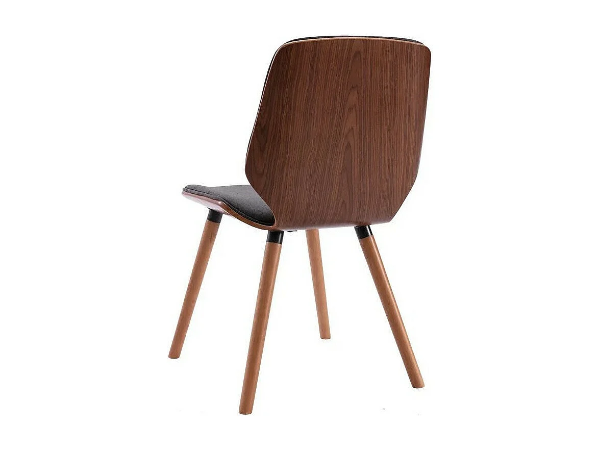 Chaise en bois noyer et tissu gris noir Klazo - Lot de 2