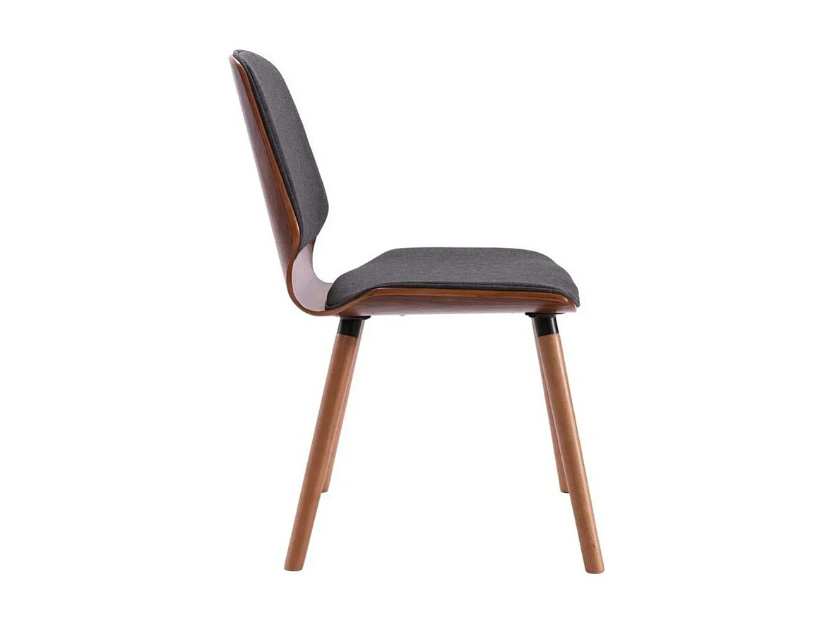 Chaise en bois noyer et tissu gris noir Klazo - Lot de 2