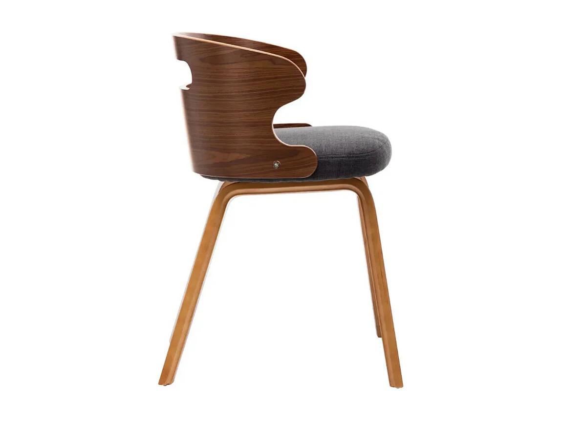 Chaise de salle à manger bois courbé foncé et tissu gris Laetitia - Lot de 4