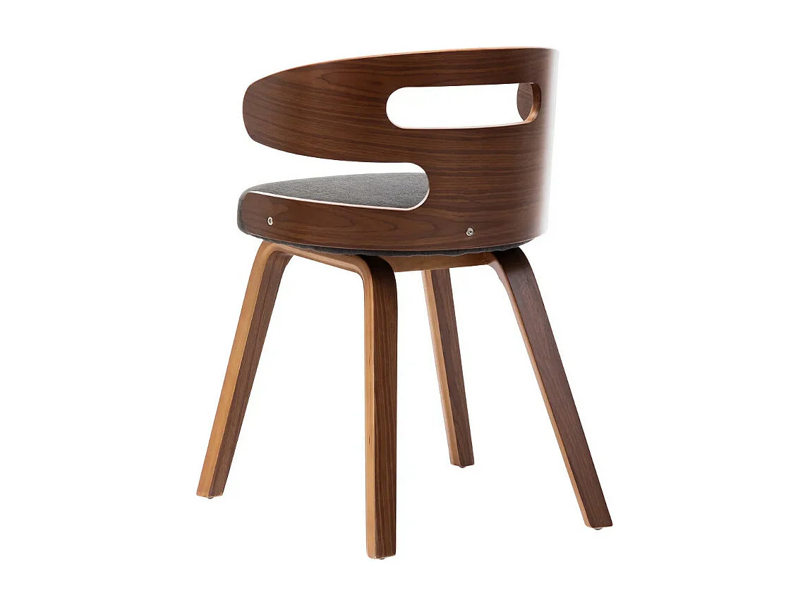 Chaise de salle à manger bois courbé foncé et tissu gris Laetitia - Lot de 4