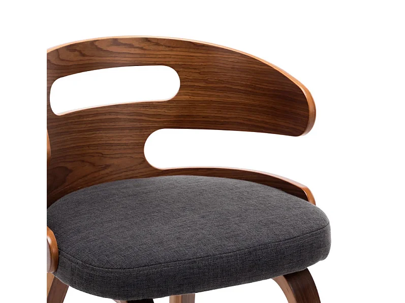 Chaise de salle à manger bois courbé foncé et tissu gris Laetitia - Lot de 4