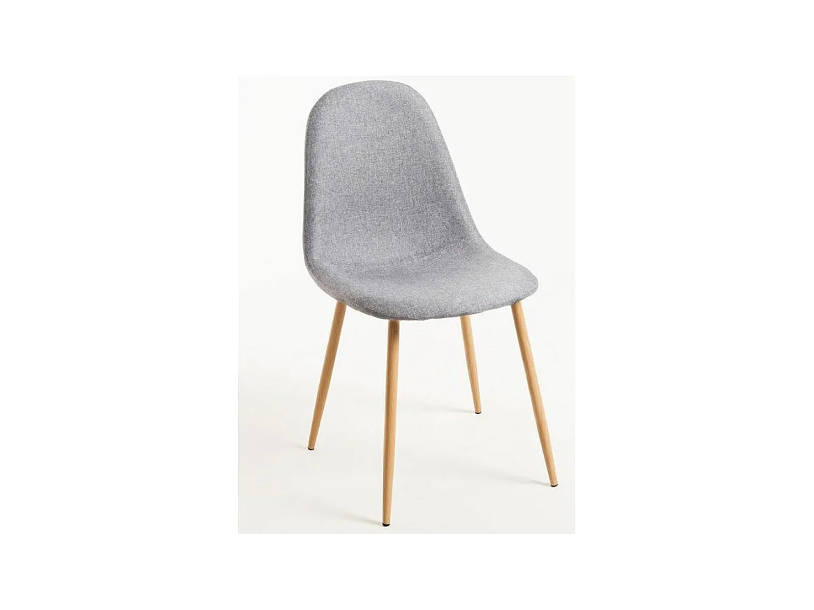 Chaise tissu gris clair et pieds métal effet bois naturel Kela