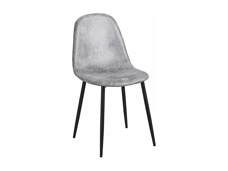 Chaise simili cuir gris clair vintage et pieds acier noir Kela