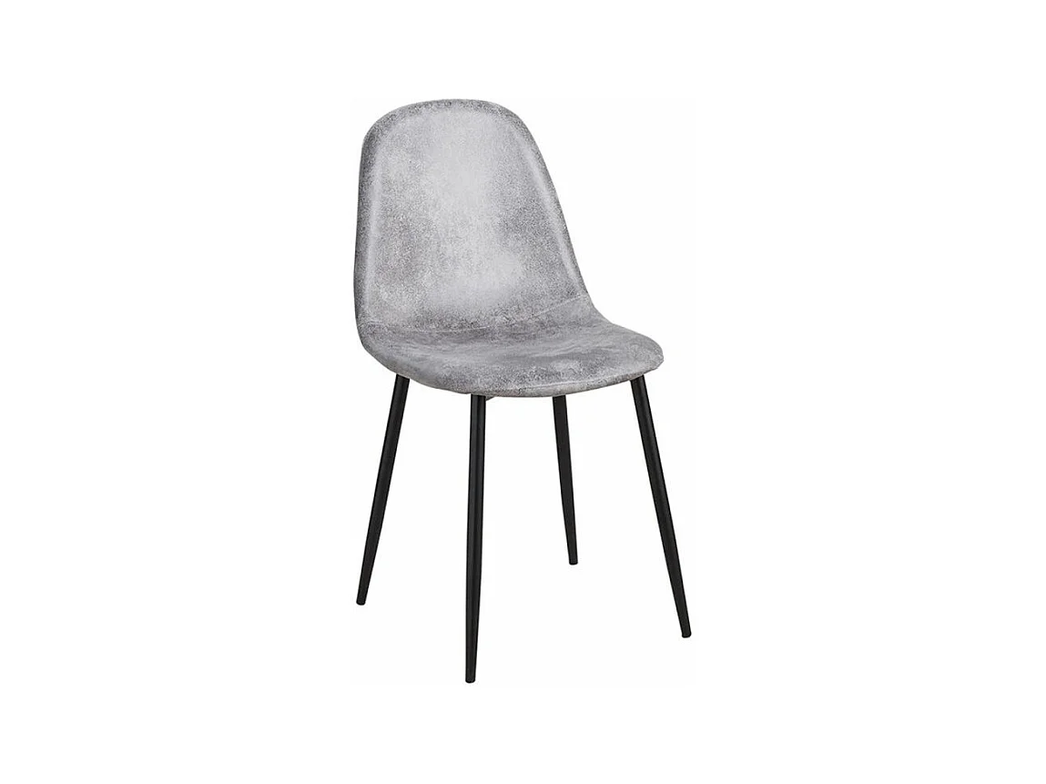 Silla vintage Kela símil piel gris claro y patas de acero negro