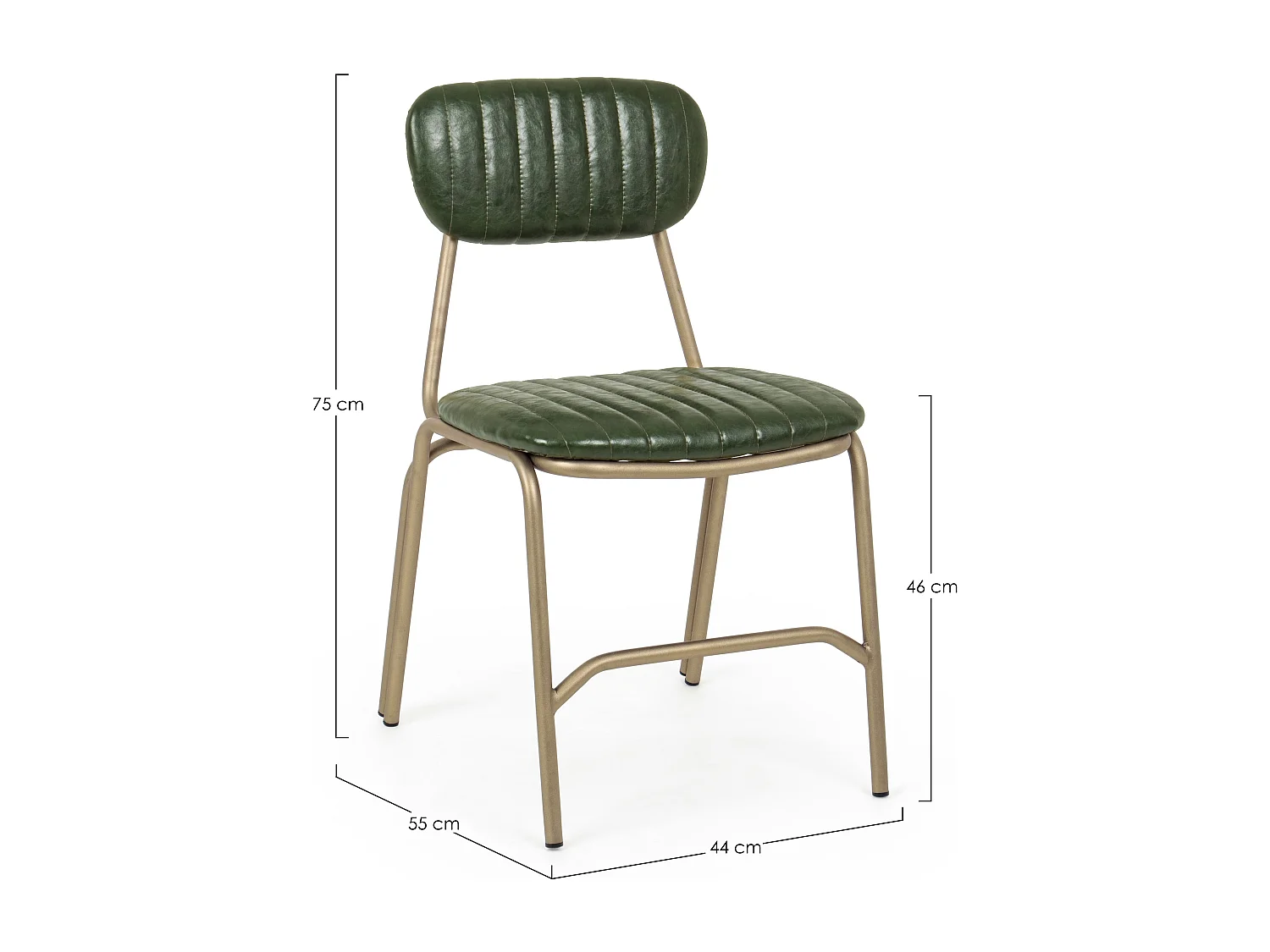 Addy donkergroen en goud stalen stoel - Set van 2