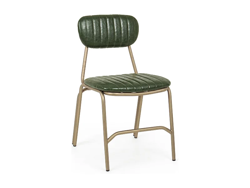 Chaise en acier vert foncé et doré Addy - Lot de 2