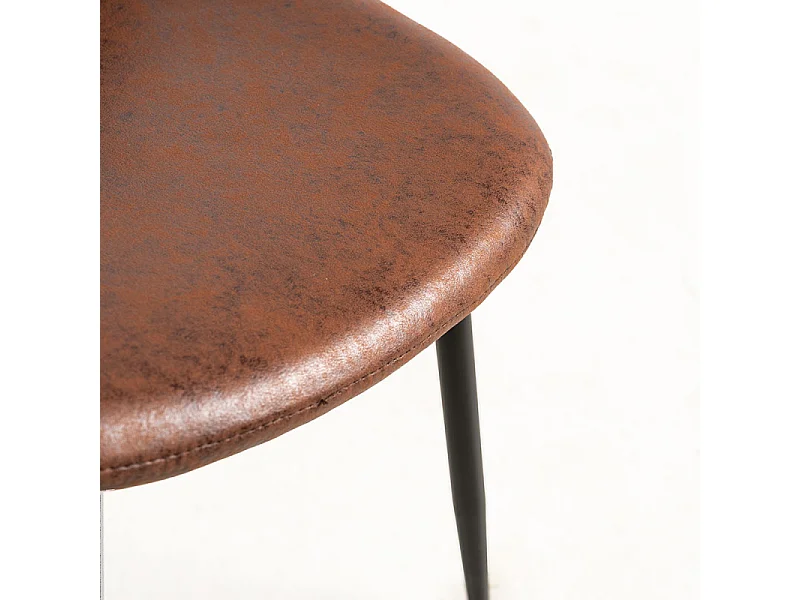 Chaise simili cuir marron vintage et pieds acier noir Kela