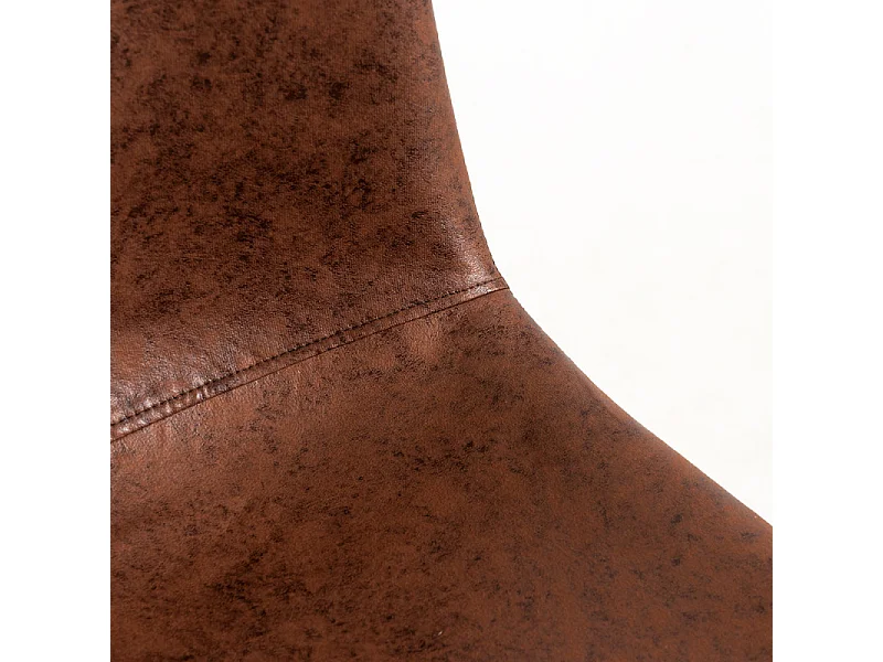 Chaise simili cuir marron vintage et pieds acier noir Kela