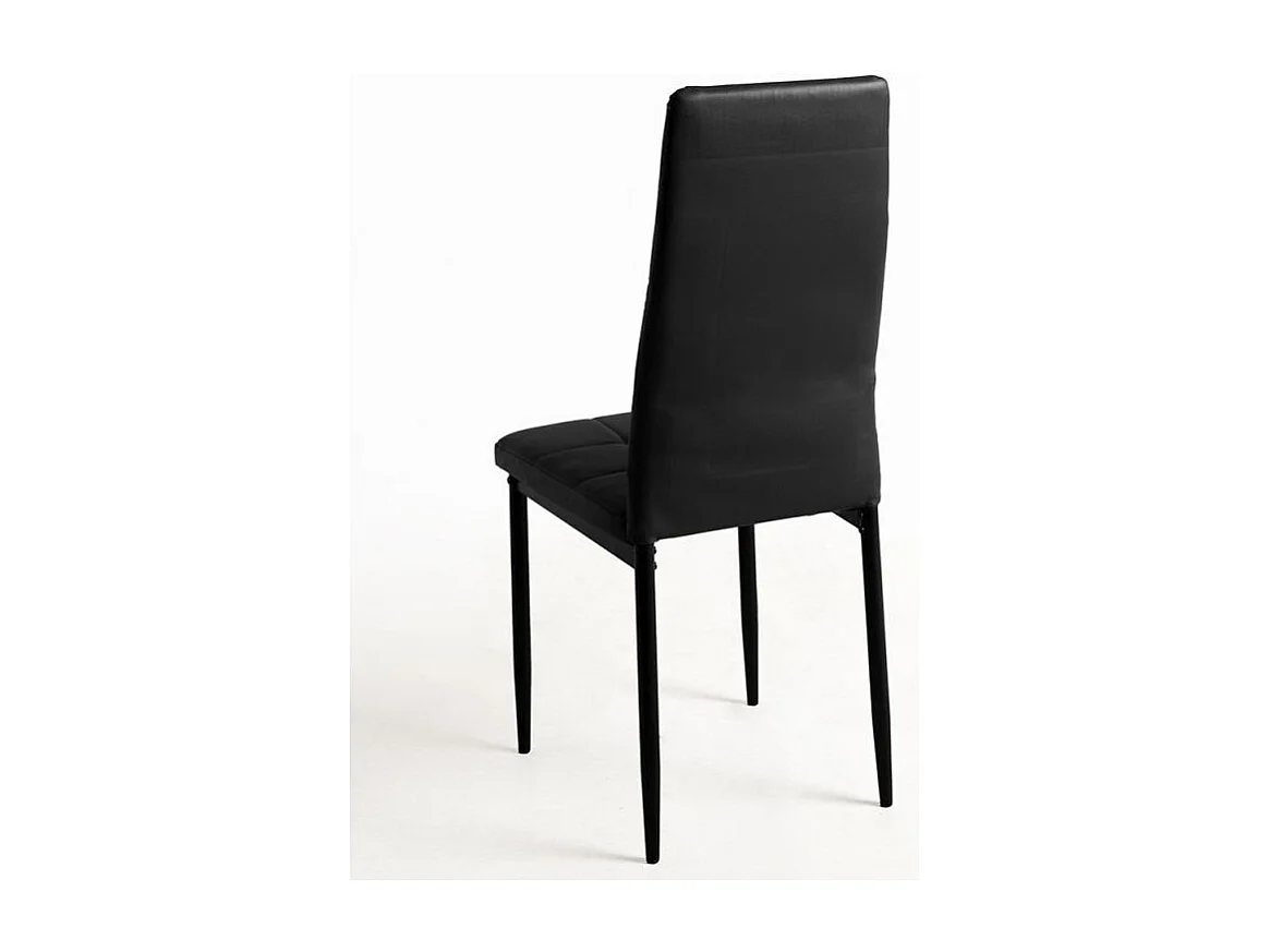 Chaise simili cuir noir capitonné et pieds acier noir Kentor