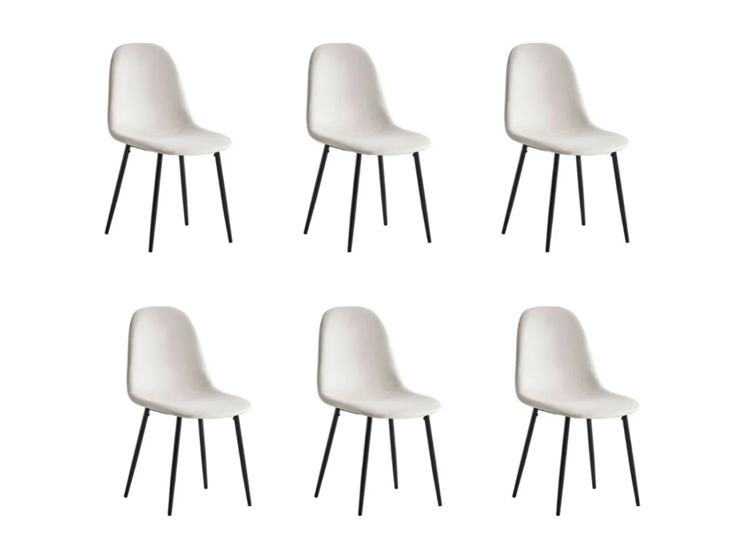 Chaise velours et pieds acier noir Ruka - Lot de 6-Couleur Beige clair