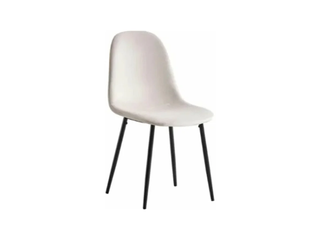 Chaise velours et pieds acier noir Ruka - Lot de 6-Couleur Beige clair