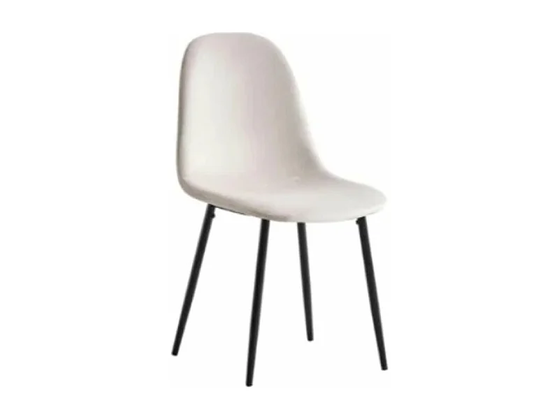 Chaise velours et pieds acier noir Ruka - Lot de 6-Couleur Beige clair