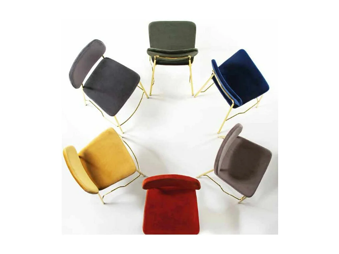 Chaise moderne en velours et pieds en laiton brossé doré Zola - Lot de 2-Couleur Bleu marine