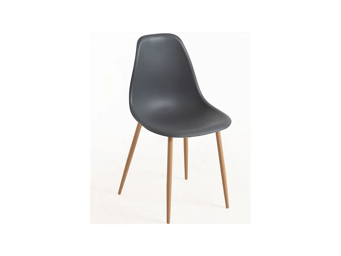Silla escandinava Kerry gris oscuro y natural - Juego de 2