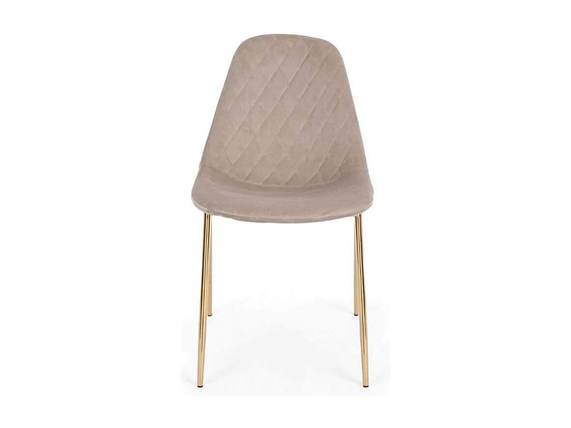 Lot de 4 chaises en velours Korry avec pieds dorés - Chic et moderne-Beige