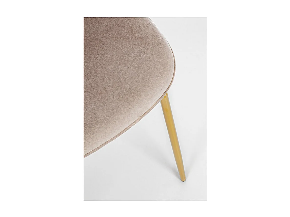 Lot de 4 chaises en velours Korry avec pieds dorés - Chic et moderne-Beige