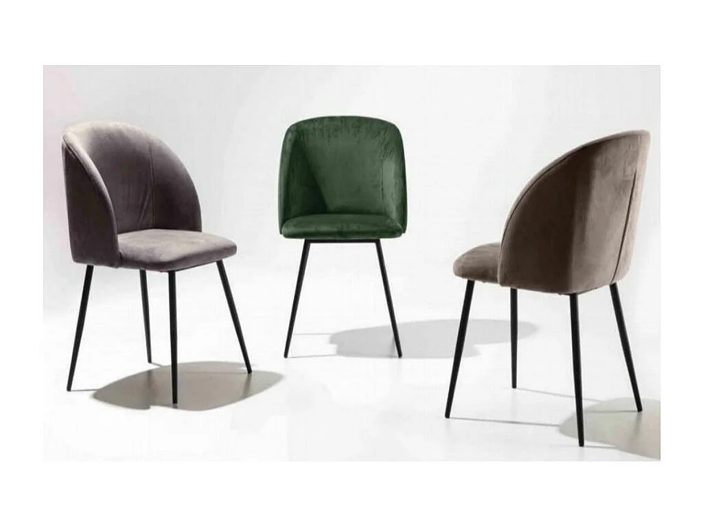 Chaise avec accoudoir moderne velours et métal noir Markaly - Lot de 2-Couleur Gris foncé