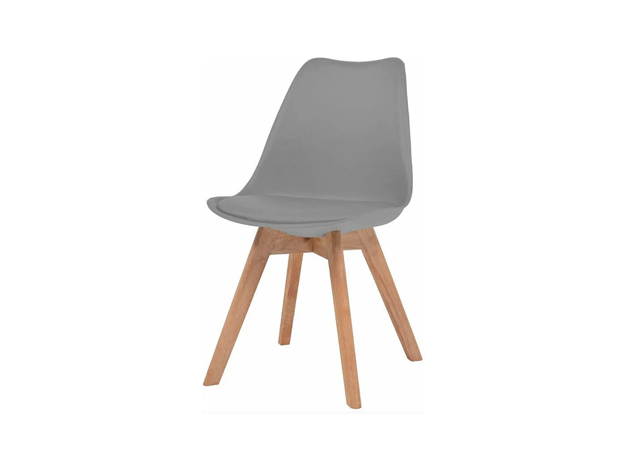 Chaise de salle à manger polypropylène et coussin simili cuir gris Kitoa - Lot de 4