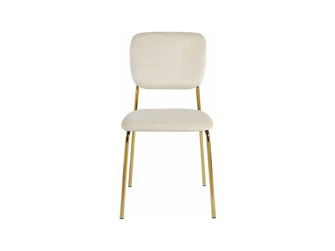 Chaise design avec assise velours crème et pieds en métal doré Kara