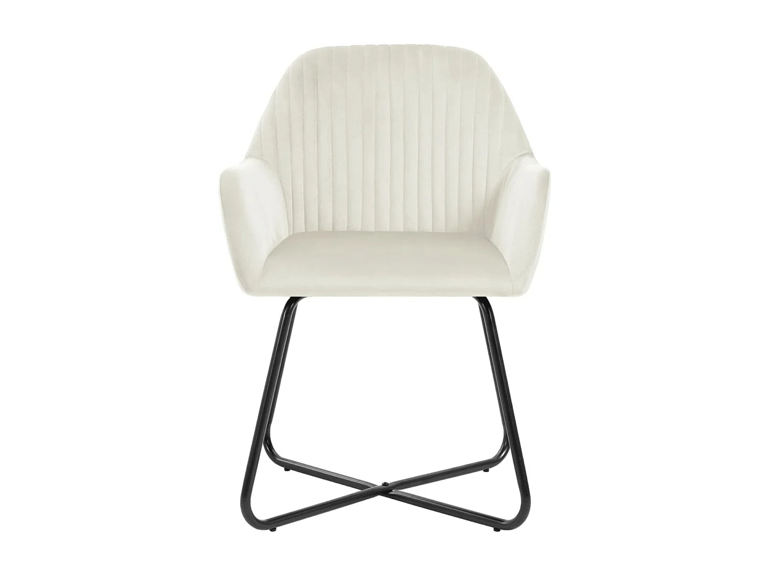 Chaise velours blanc cassé et pieds métal noir Mikee - Lot de 2