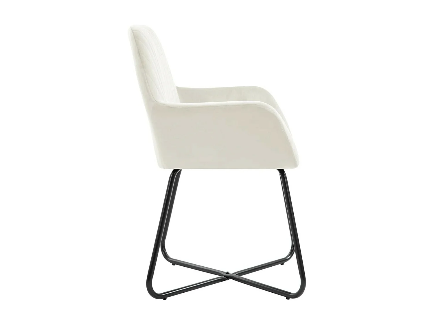 Chaise velours blanc cassé et pieds métal noir Mikee - Lot de 2