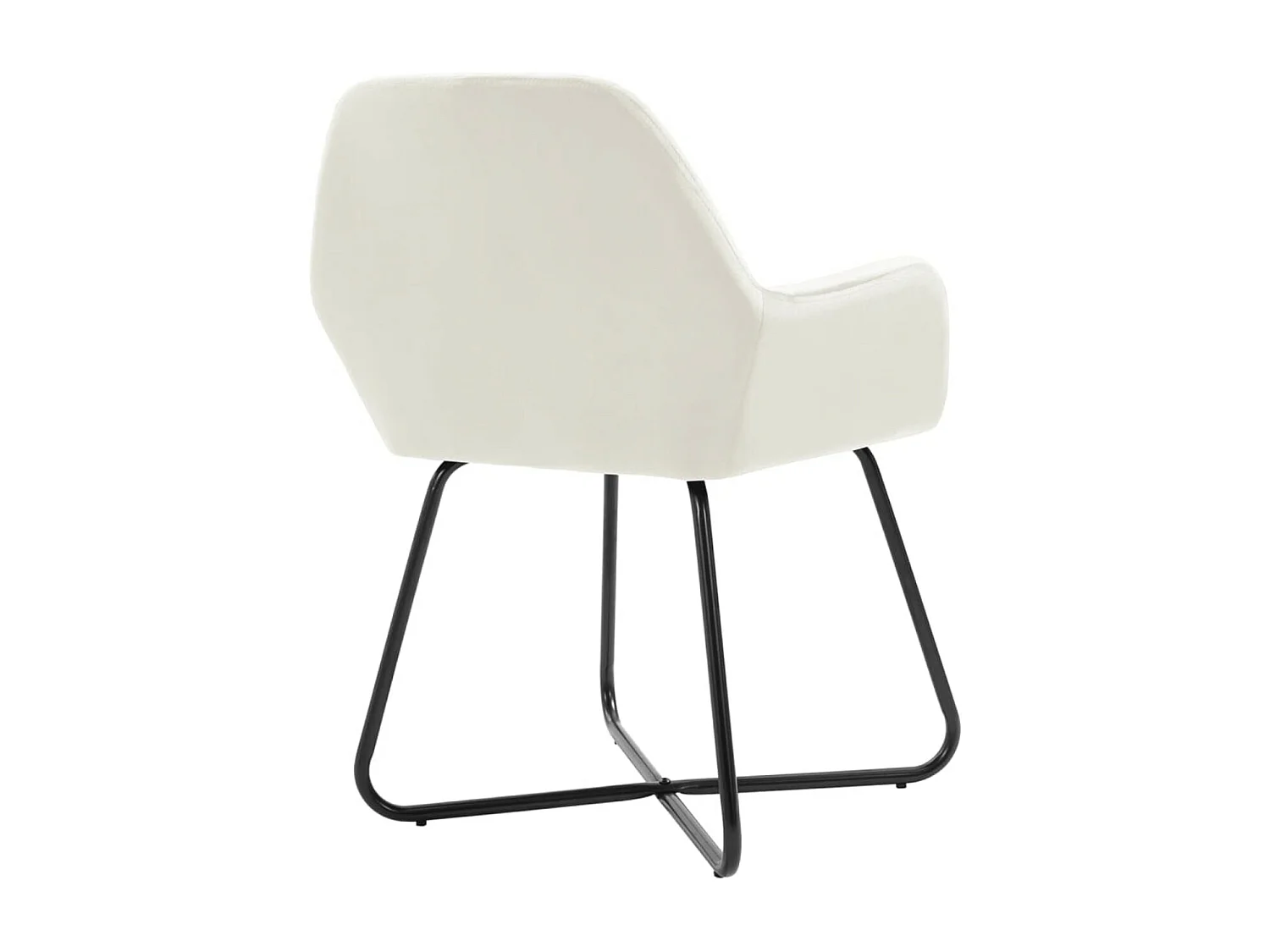 Chaise velours blanc cassé et pieds métal noir Mikee - Lot de 2