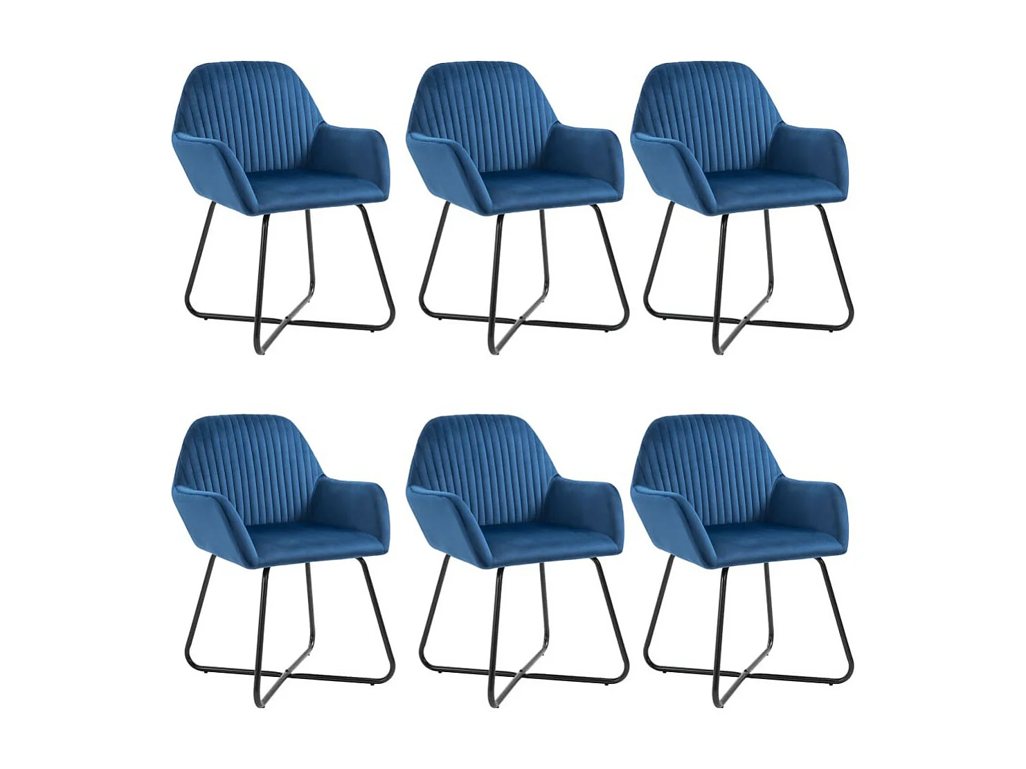 Chaises de salle à manger 6 pcs Bleu velours