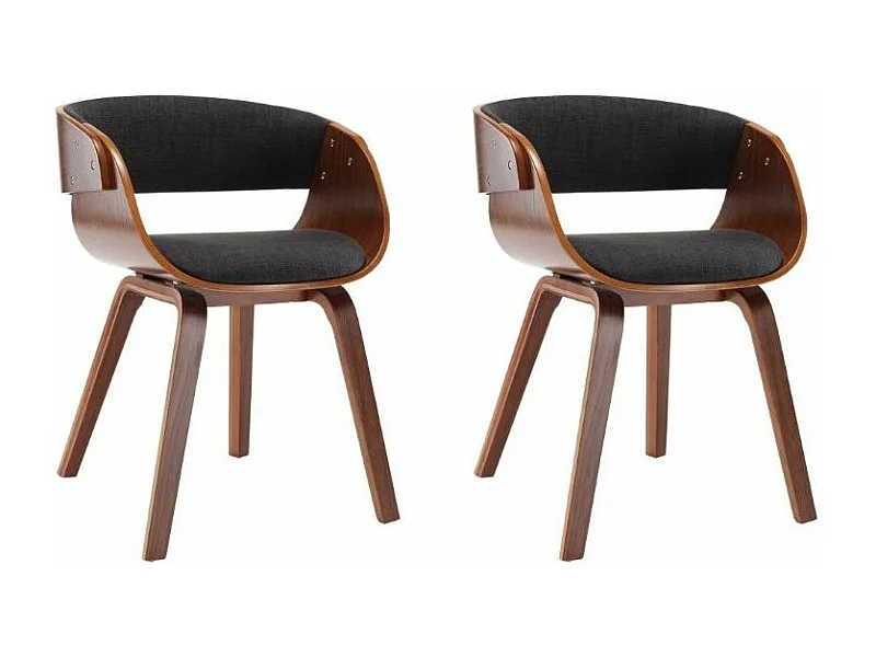 Chaise de salle à manger bois foncé et tissu gris Onetop - Lot de 2