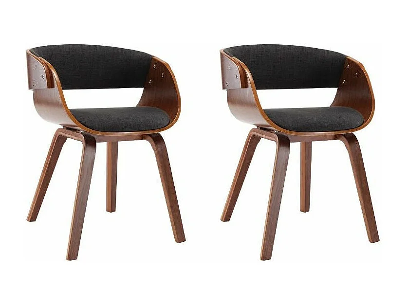 Chaise de salle à manger bois foncé et tissu gris Onetop - Lot de 2