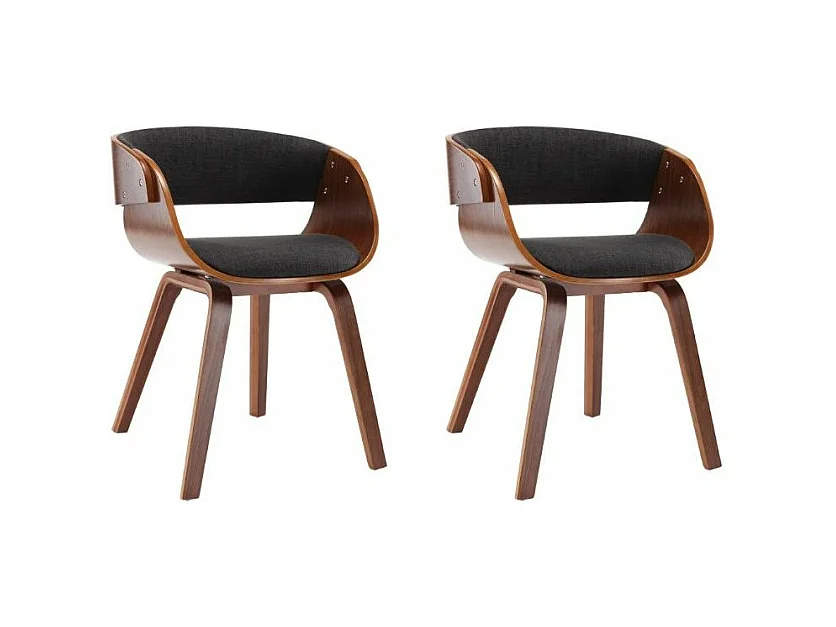 Chaise de salle à manger bois foncé et tissu gris Onetop - Lot de 2