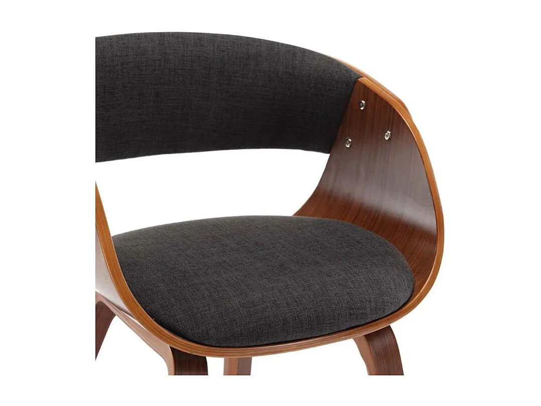 Chaise de salle à manger bois foncé et tissu gris Onetop - Lot de 2