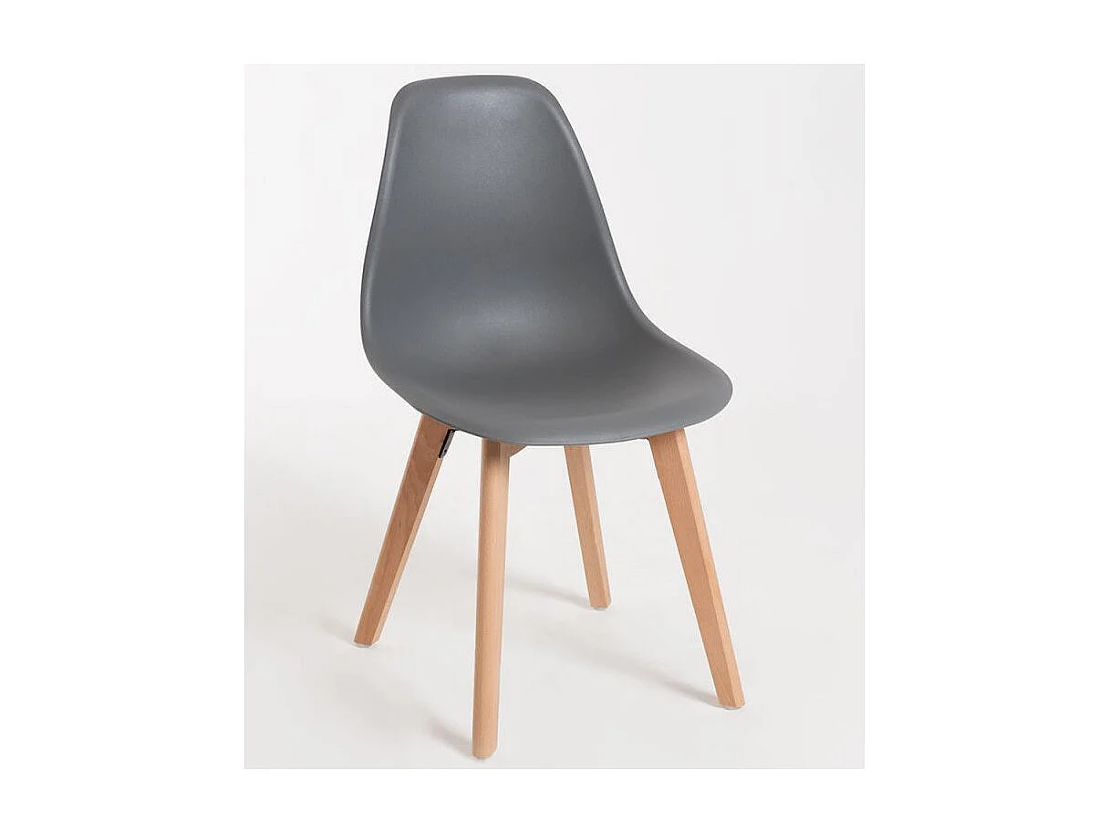 Silla nórdica gris oscuro y patas de haya clara Nordo - Juego de 2