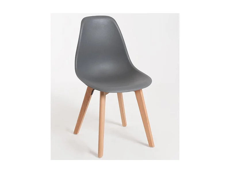 Silla nórdica gris oscuro y patas de haya clara Nordo - Juego de 2