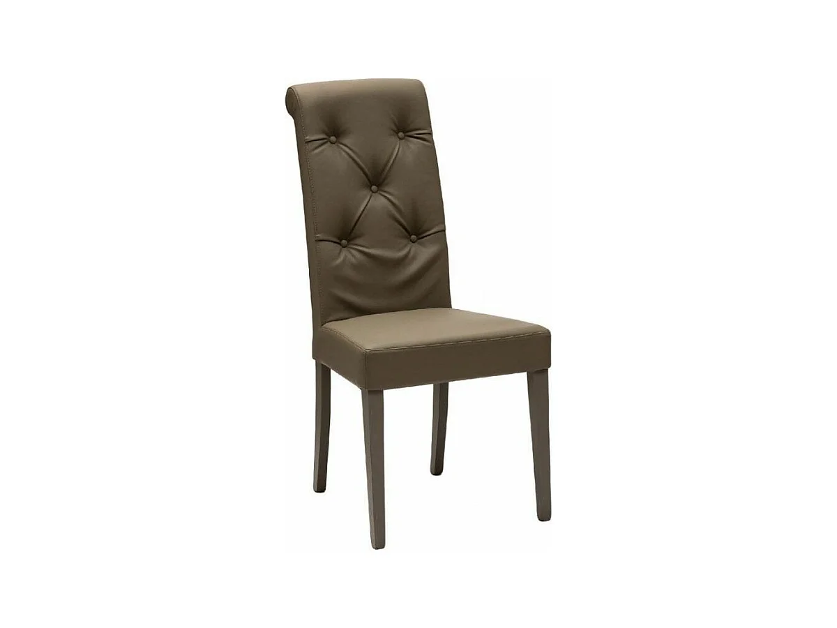 Chaise en faux cuir capitonnée Thalia - Lot de 2-Couleur Beige clair