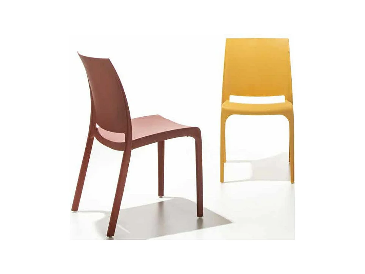 Chaise polypropylène Barko - Lot de 4-Couleur Bleu ardoise