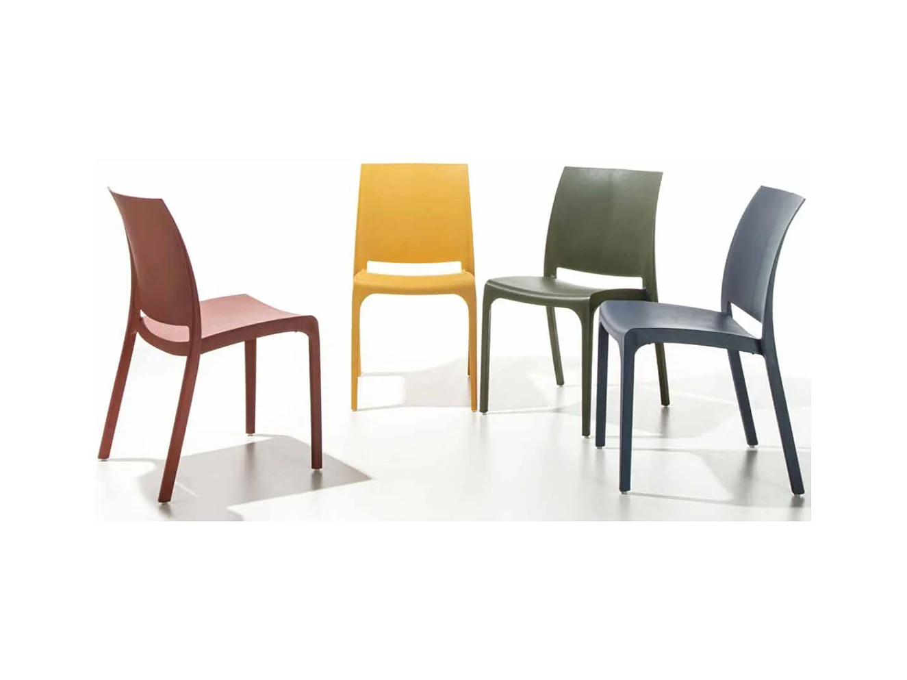 Chaise polypropylène Barko - Lot de 4-Couleur Bleu ardoise