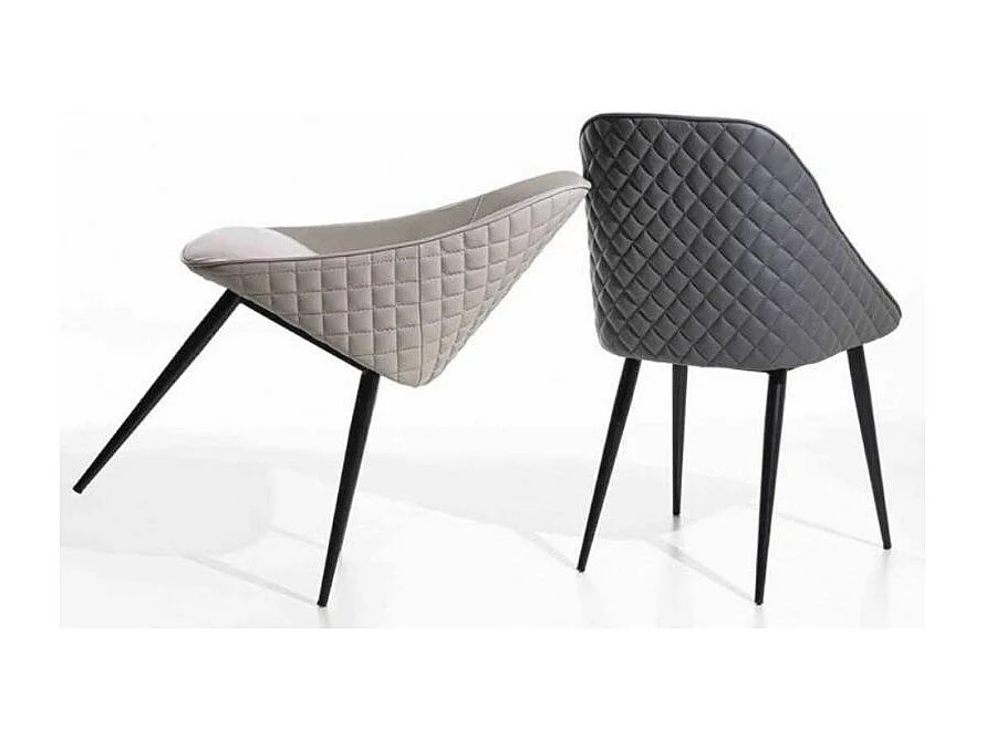 Jacky kunstleren stoel en metalen poten - Set van 2-Kleur Houtskool grijs