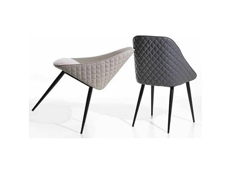 Chaise faux cuir et pieds métal Jacky - Lot de 2-Couleur Gris anthracite