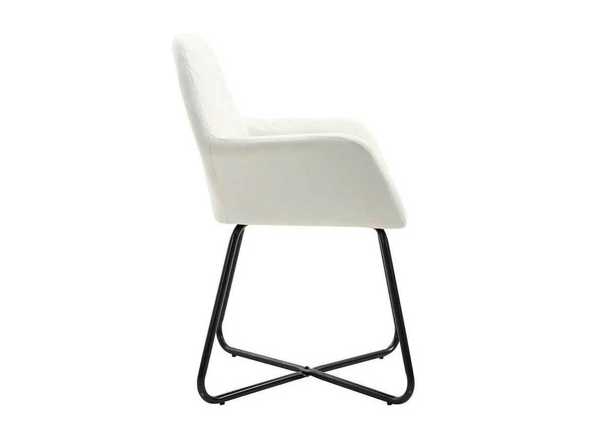 Chaise tissu blanc cassé et pieds métal noir Mikee - Lot de 2