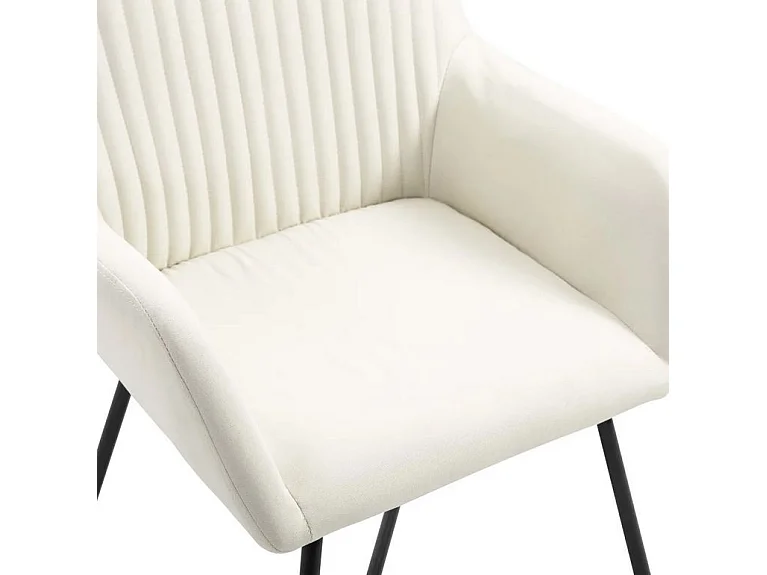 Chaise tissu blanc cassé et pieds métal noir Mikee - Lot de 2
