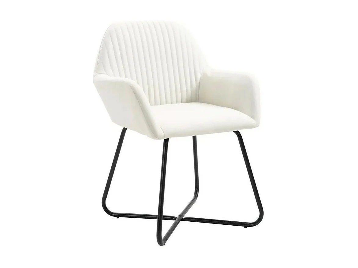 Chaise tissu blanc cassé et pieds métal noir Mikee - Lot de 2