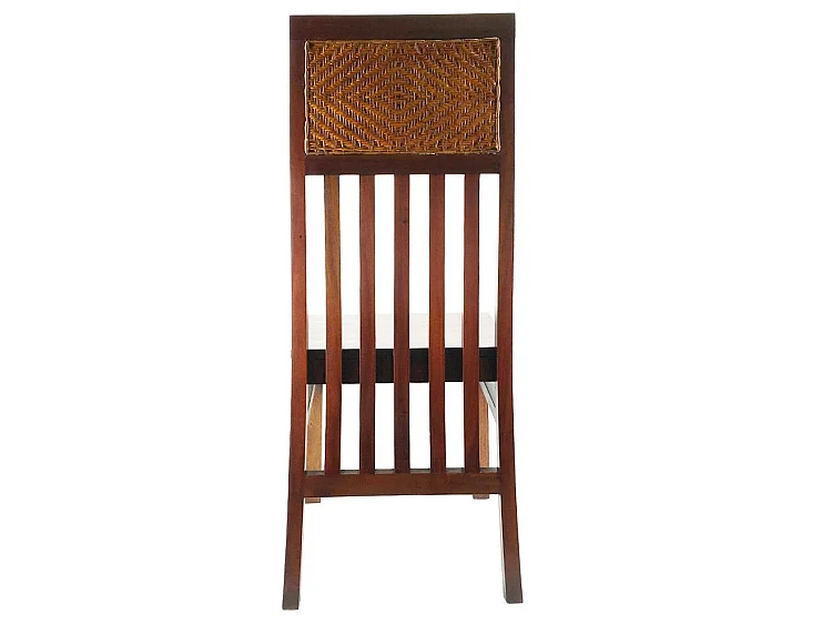 Chaise coloniale en bois massif d'acajou et rotin Falkane