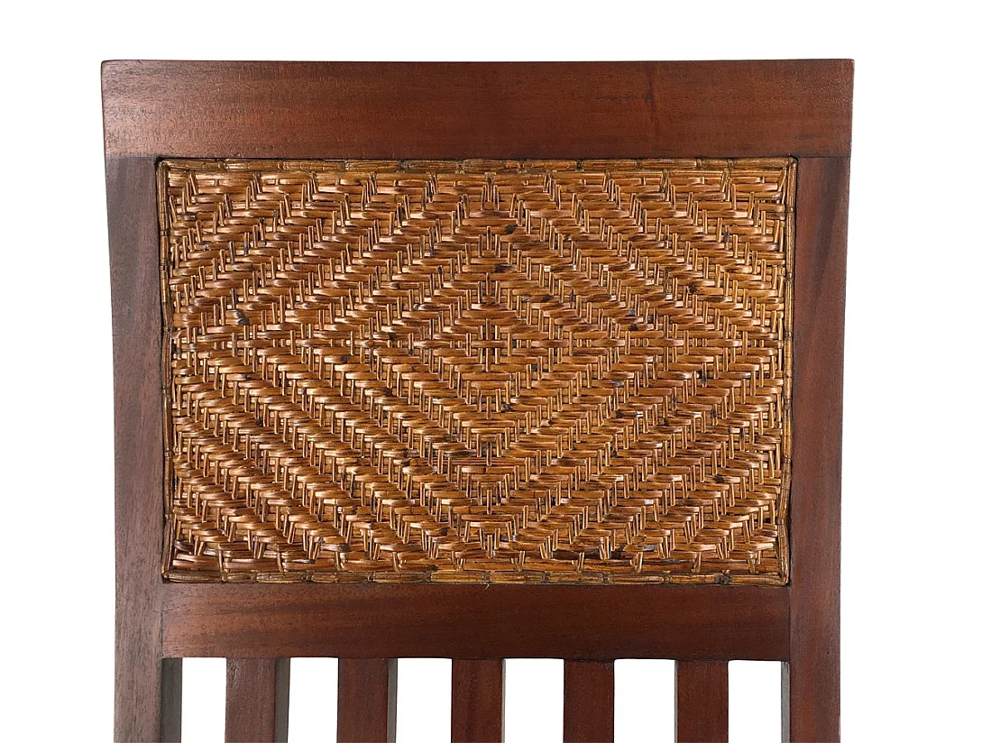 Chaise coloniale en bois massif d'acajou et rotin Falkane