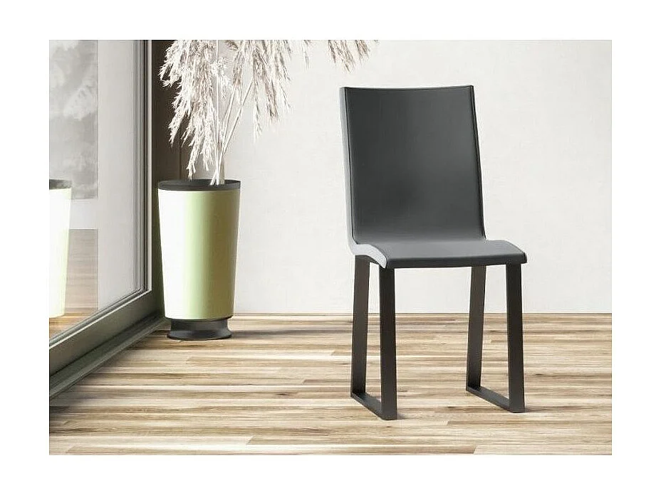 Chaise moderne simili cuir et pieds métal anthracite Tiroz-Couleur Gris anthracite