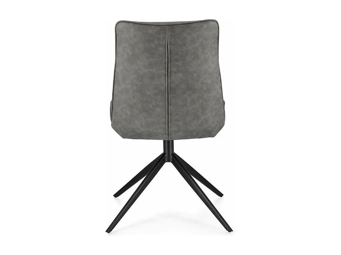 Chaise design simili cuir gris et pieds acier noir Jowka - Lot de 2